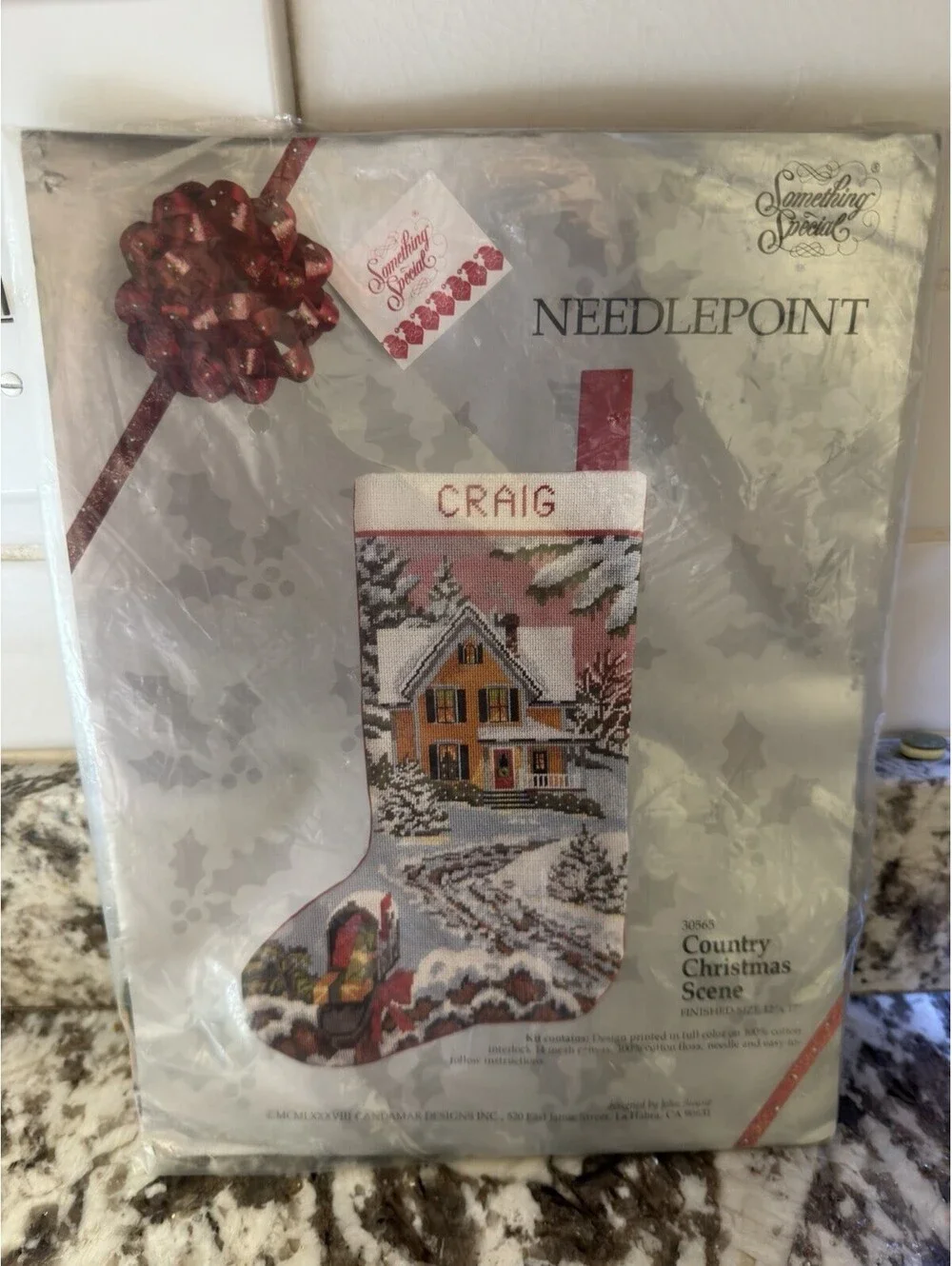 Something Special Needlepoint Country Christmas Scene Stocking Kit  NOS 12